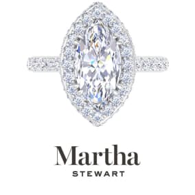 Martha Stewart 4 Carat Marquise Shape Lab Grown Diamond Hidden Halo Engagement Ring In 14K White Gold
