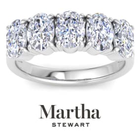 Martha Stewart 3 Carat Oval Shape Lab Grown Diamond Five Stone Engagement Ring In 14K White Gold