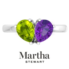 Martha Stewart 2 Carat Peridot and Amethyst Two Stone Ring In Sterling Silver