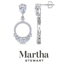 Martha Stewart 3 Carat Pear Shape Lab Grown Diamond Drop Earrings In 14 Karat White and Yellow Gold