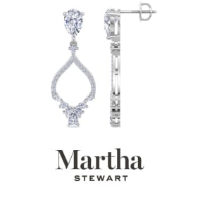 Martha Stewart 3 Carat Pear Shape Lab Grown Diamond Drop Earrings In 14 Karat White and Yellow Gold