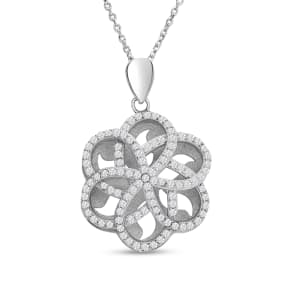 Previously Owned Flower Shape White Created Spinel Gemstone Sterling Silver Necklace, 18"