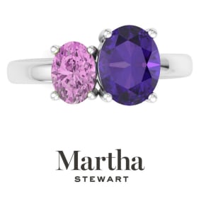 Martha Stewart 2 3/4 Carat Amethyst and Pink Sapphire Two Stone Ring In Sterling Silver