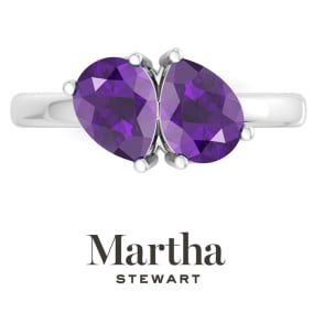 Martha Stewart 2 Carat Amethyst Two Stone Ring In Sterling Silver