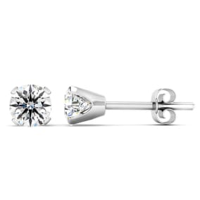 1 1/2 Carat Lab Grown Real Diamond Stud Earrings in White Gold