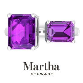 Martha Stewart 4 1/2 Carat Amethyst Two Stone Ring In Sterling Silver