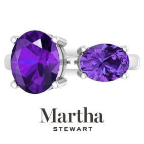 Martha Stewart 3 3/4 Carat Amethyst Two Stone Ring In Sterling Silver