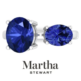 Martha Stewart 3 3/4 Carat Sapphire Two Stone Ring In Sterling Silver