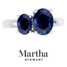 Martha Stewart 2 3/4 Carat Sapphire Two Stone Ring In Sterling Silver