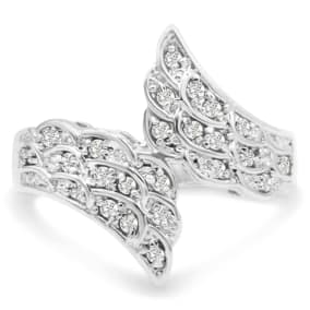 Sterling Silver Natural 1/3 Carat Diamond Wing Ring