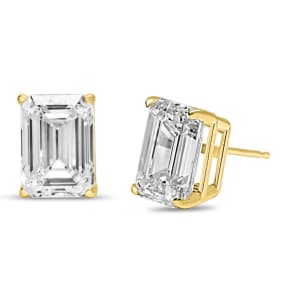 6 Carat Emerald Cut Lab Grown Diamond Earrings In 14 Karat Yellow Gold