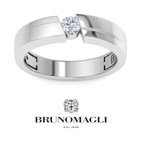 Bruno Magli Mens 1/4 Carat Round Shape Lab Grown Diamond Floating Solitaire Ring In Sterling Silver