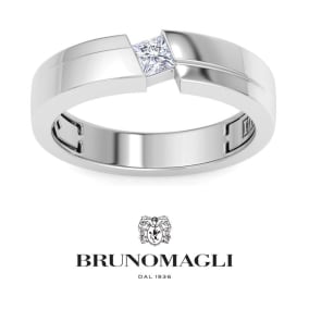 Bruno Magli Mens 1/4 Carat Princess Cut Lab Grown Diamond Floating Solitaire Ring In Sterling Silver