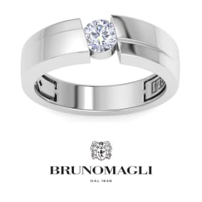 Bruno Magli Mens 1/2 Carat Round Shape Lab Grown Diamond Floating Solitaire Ring In Sterling Silver