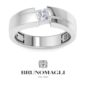 Bruno Magli Mens 1/2 Carat Princess Cut Lab Grown Diamond Floating Solitaire Ring In Sterling Silver