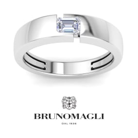 Bruno Magli Mens 1/2 Carat Emerald Cut Lab Grown Diamond Floating Solitaire Ring In Sterling Silver