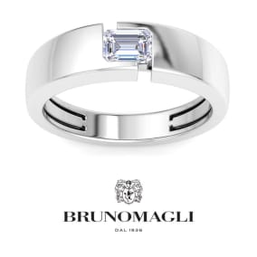 Bruno Magli Mens 3/4 Carat Emerald Cut Lab Grown Diamond Floating Solitaire Ring In Sterling Silver