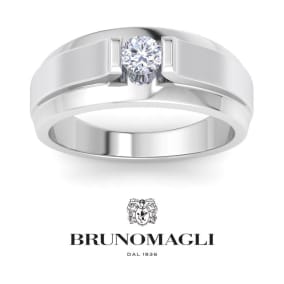 Bruno Magli Mens 1/3 Carat Round Shape Lab Grown Diamond Solitaire Ring In Sterling Silver