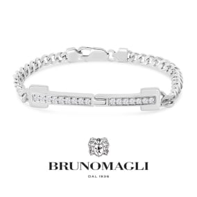 Bruno Magli Mens Pietro 1/2 Carat Lab Grown Diamond Bracelet In Sterling Silver, 8 Inches