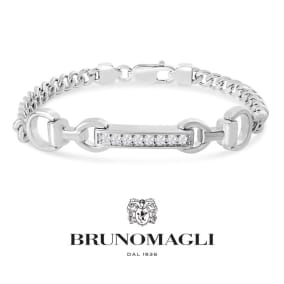 Bruno Magli Mens Filippo 1/4 Carat Lab Grown Diamond Bracelet In Sterling Silver, 8 Inches