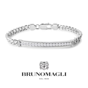 Bruno Magli Mens Domenico 1/2 Carat Lab Grown Diamond Bracelet In Sterling Silver, 8 Inches
