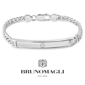 Bruno Magli Mens Carlo 1/10 Carat Lab Grown Diamond Bracelet In Sterling Silver, 8 Inches