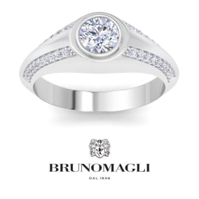 Bruno Magli Mens 1 1/2 Carat Round Shape Lab Grown Diamond Ring In Sterling Silver