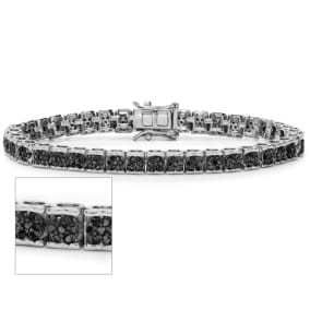 2 Carat Black Diamond Tennis Bracelet I, 7 Inches. Fiery Amazing Diamonds In A Fabulous Solid Silver Bracelet!