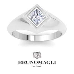 Bruno Magli Mens 1 Carat Princess Cut Lab Grown Diamond Solitaire Ring In Sterling Silver