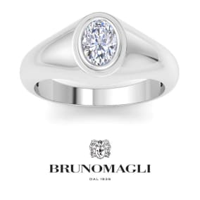 Bruno Magli Mens 1 Carat Oval Shape Lab Grown Diamond Solitaire Ring In Sterling Silver