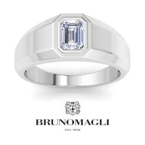 Bruno Magli Mens 1 Carat Emerald Cut Lab Grown Diamond Solitaire Ring In Sterling Silver