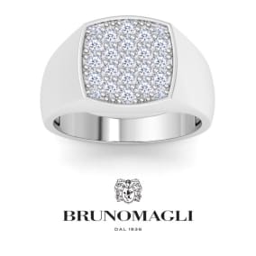 Bruno Magli Mens 1 Carat Cushion Lab Grown Diamond Cluster Ring In Sterling Silver