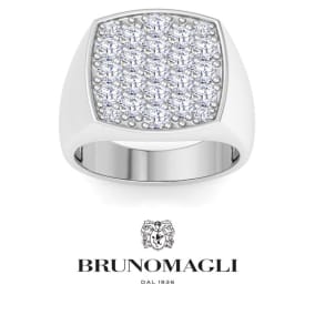 Bruno Magli Mens 2 Carat Cushion Lab Grown Diamond Cluster Ring In Sterling Silver