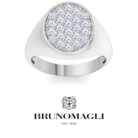 Bruno Magli Mens 1 Carat Oval Lab Grown Diamond Cluster Ring In Sterling Silver