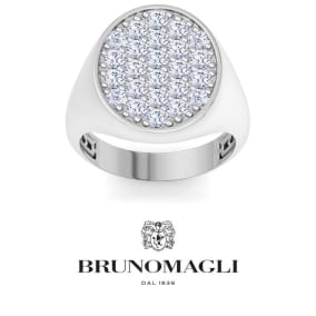 Bruno Magli Mens 2 Carat Oval Lab Grown Diamond Cluster Ring In Sterling Silver