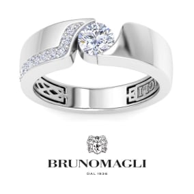 Bruno Magli Mens 1 Carat Round Shape Lab Grown Diamond Floating Ring In Sterling Silver