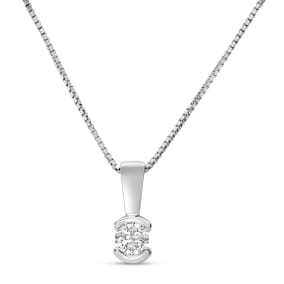 Estate Jewelry 3/8 Carat Diamond Half-Bezel Solitaire Necklace In 14 Karat White Gold