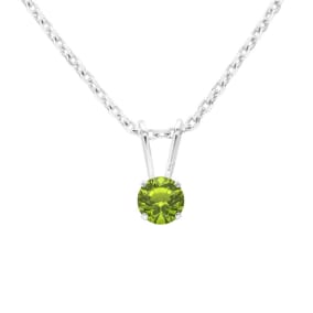 1/8 Carat Peridot Solitaire Necklace In White Gold With Free Chain