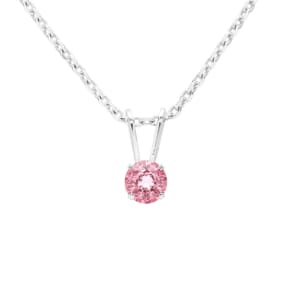 1/8 Carat Pink Topaz Solitaire Necklace In White Gold With Free Chain