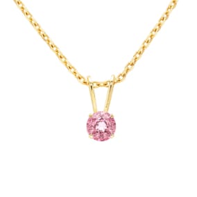 1/8 Carat Pink Topaz Solitaire Necklace In Yellow Gold With Free Chain