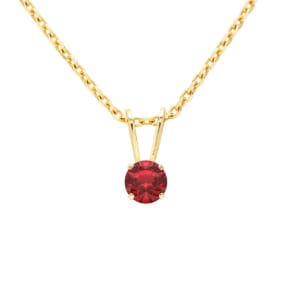 1/8 Carat Ruby Solitaire Necklace In Yellow Gold With Free Chain