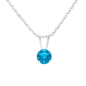1/4 Carat Blue Topaz Solitaire Necklace In White Gold With Free Chain