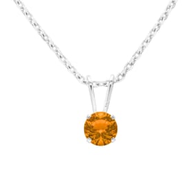 1/4 Carat Citrine Solitaire Necklace In White Gold With Free Chain