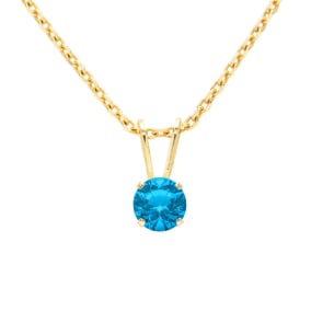 1/4 Carat Blue Topaz Solitaire Necklace In Yellow Gold With Free Chain