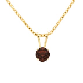 1/4 Carat Garnet Solitaire Necklace In Yellow Gold With Free Chain