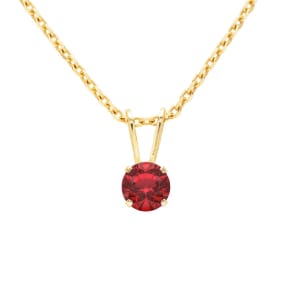 1/4 Carat Ruby Solitaire Necklace In Yellow Gold With Free Chain