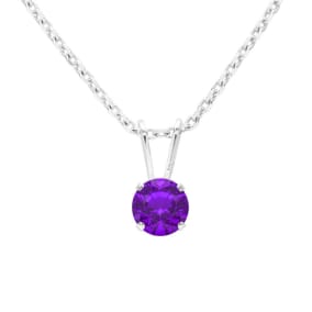 1/2 Carat Amethyst Solitaire Necklace In White Gold With Free Chain