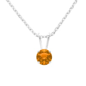 1/2 Carat Citrine Solitaire Necklace In White Gold With Free Chain