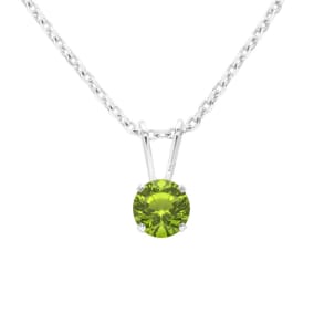 1/2 Carat Peridot Solitaire Necklace In White Gold With Free Chain