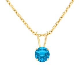 1/2 Carat Blue Topaz Solitaire Necklace In Yellow Gold With Free Chain
